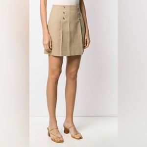 SANDRO Parisa embellished pleated cotton and linen-blend canvas mini skirt